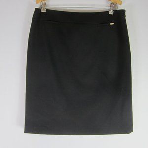 Tahari 12 Black Straight Skirt Back Pleats Classic